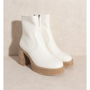 White OASIS SOCIETY Alexandra - Platform Chunky Block Heel Ankle Boots - Size 9